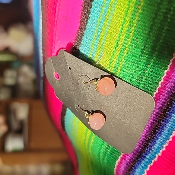 Handmade Glass Peach Earrings - Picture 3 of 4